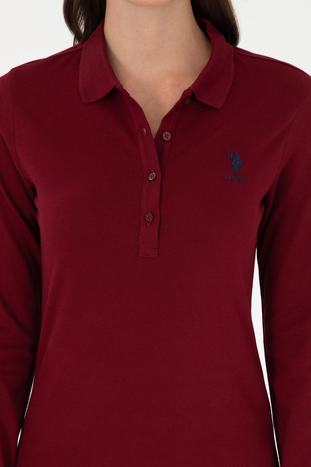 Женский бордово-красный базовый свитшот - U.s. polo assn фото 6