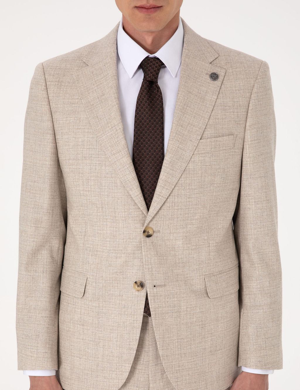 Bej Slim Fit %100 Y_n Tak_m Elbise