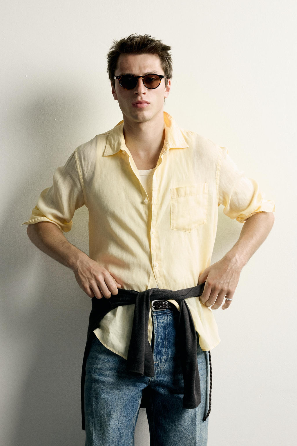 CAMISA REGULAR FIT 100% LINO / Amarillo - Zara фото 2