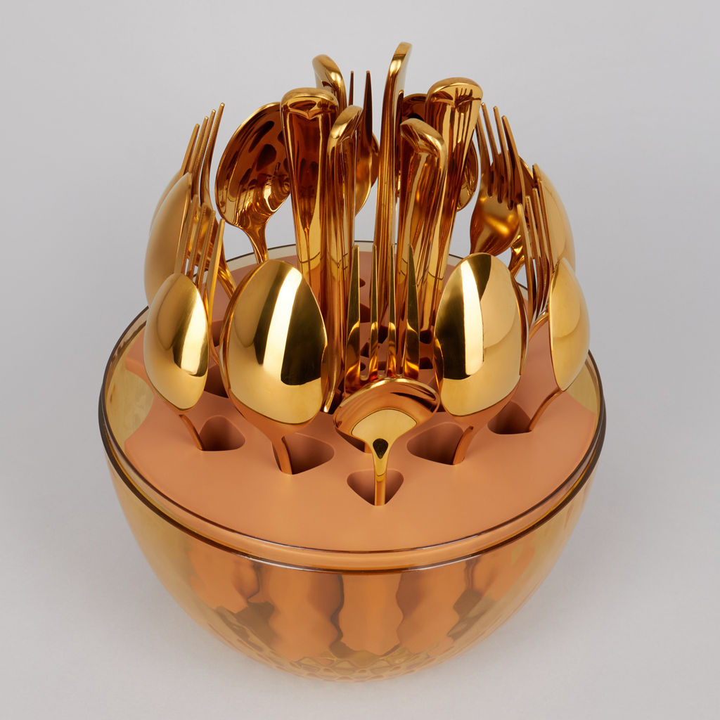 НАБОР СТОЛОВЫХ ПРИБОРОВ НА ВРАЩАЮЩЕЙСЯ ПОДСТАВКЕ, 24ПР., СТАЛЬ 18/10, ПВД ПОКРЫТИЕ - Agness фото 6