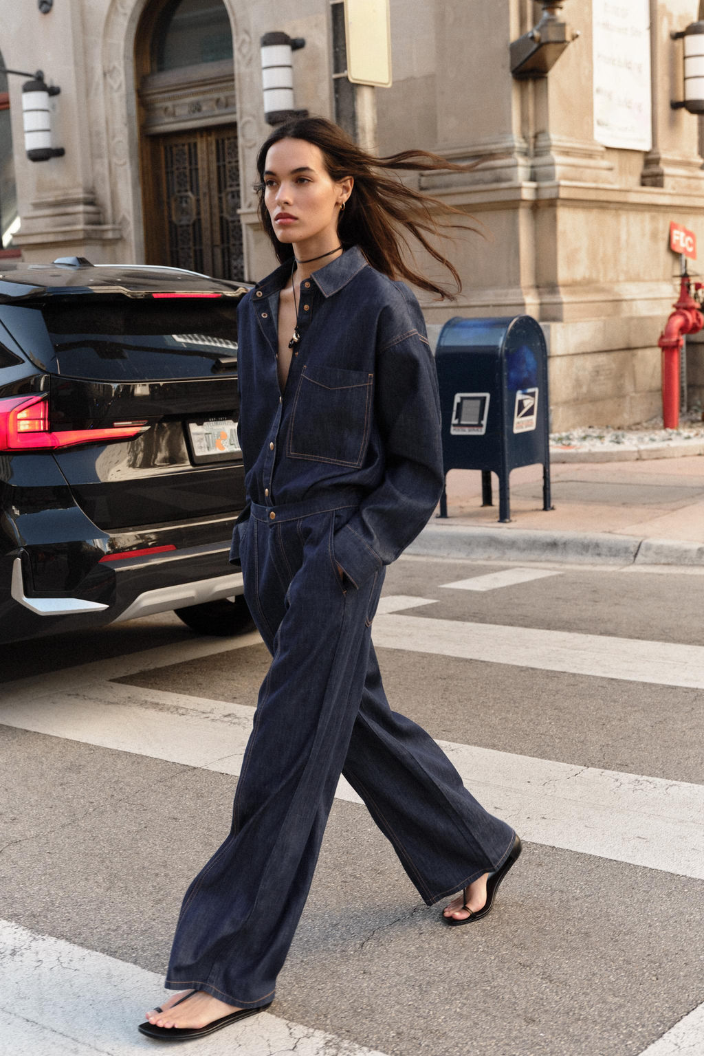 JEANS Z1975 JOGGER WIDE LEG TIRO ALTO / Azul