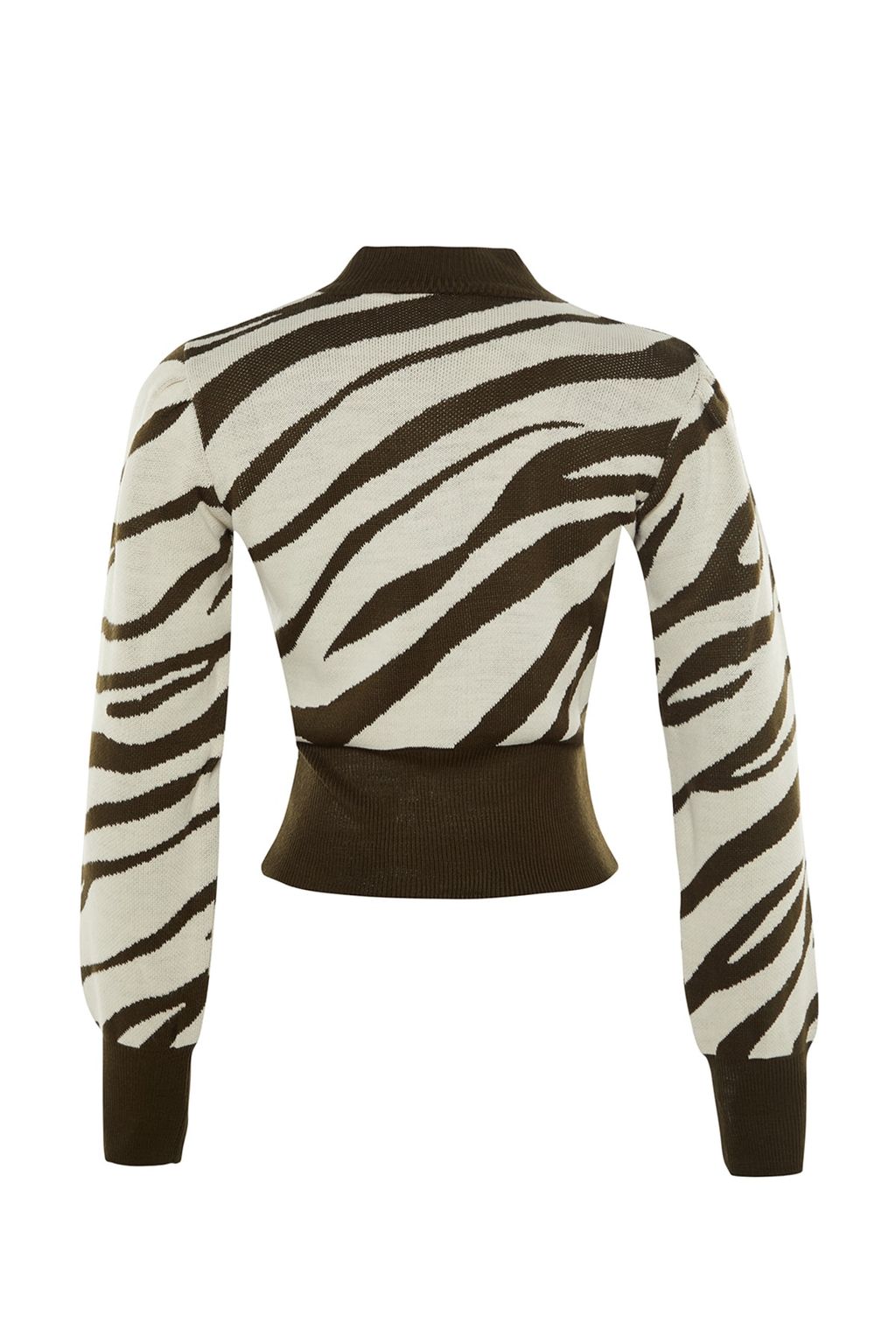 Zumrut Yesili Zebra Desenli Crop Triko Kazak TWOAW21KZ0010 - Trendyolmilla фото 15