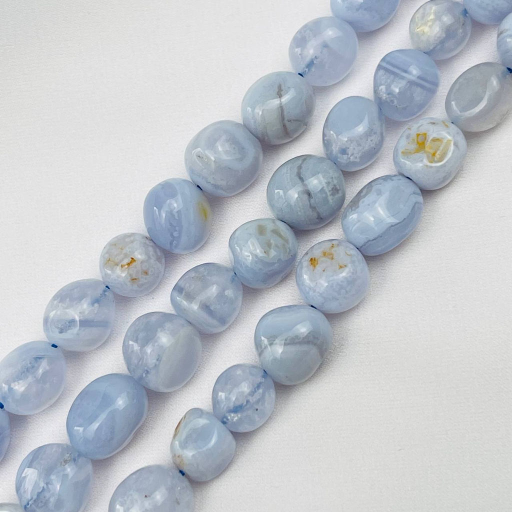 Бусины для украшений из Голубого агата (галтовка) 40 см