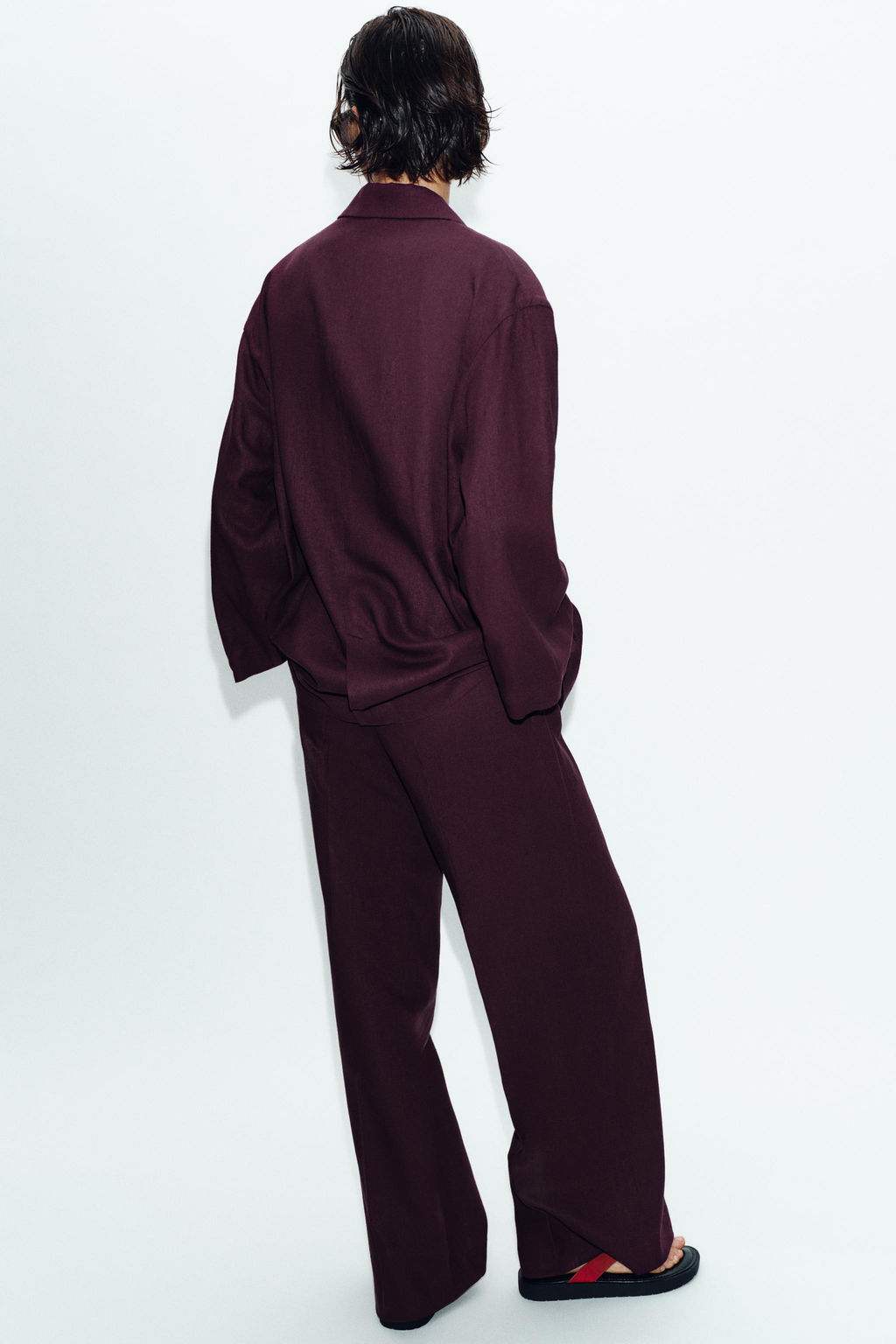 PANTAL?N RECTO LINO / Berenjena - Zara фото 4