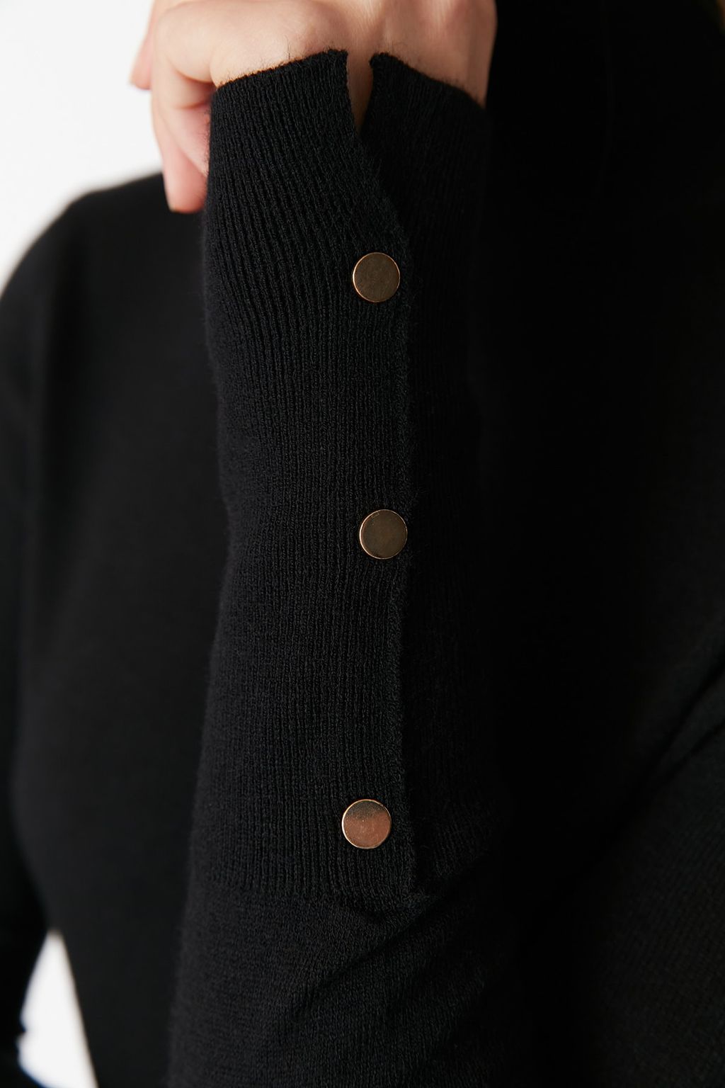 Siyah Merserize Gorunumlu Premium Iplik / Ozel Iplik Basic Triko Kazak TWOAW23KZ01514