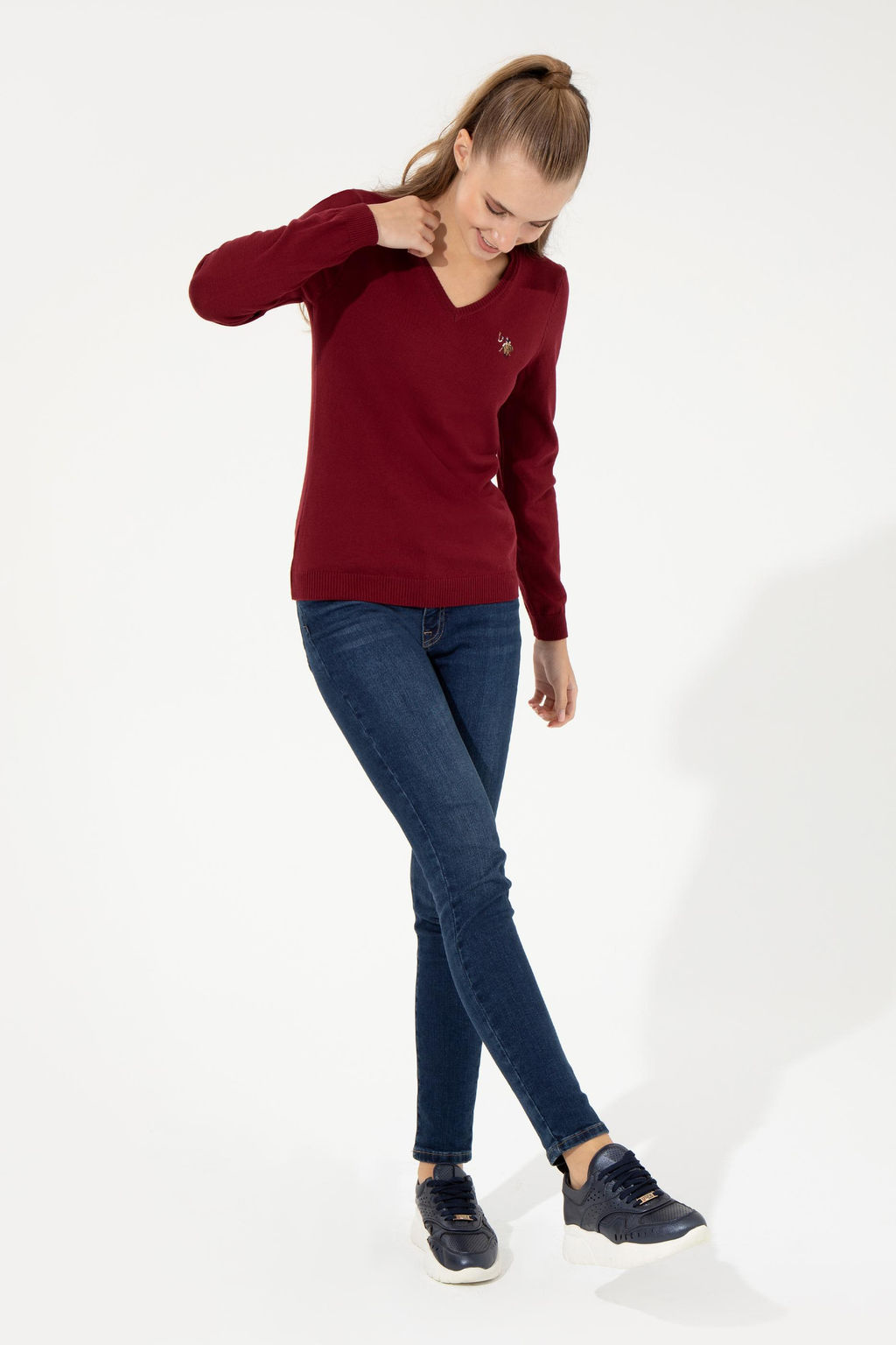 Kad_n Bordo V Yaka Basic Kazak