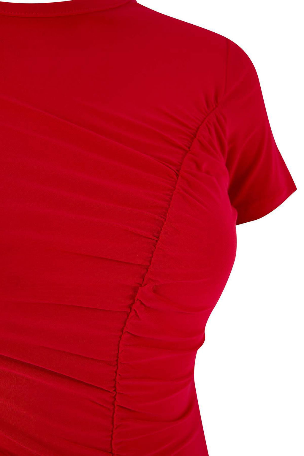 K?rm?z? Fitted/Vucuda Oturan K?sa Kollu Buzgu Detayl? Premium Yumusak Orme Bluz TWOSS26BZ00016 - Trendyolmilla фото 6