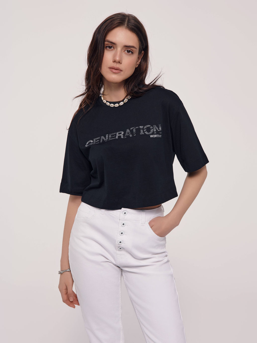 CONTE LD 2715 Укороченная футболка из хлопка с рисунком black-generation - Conte elegant фото 2