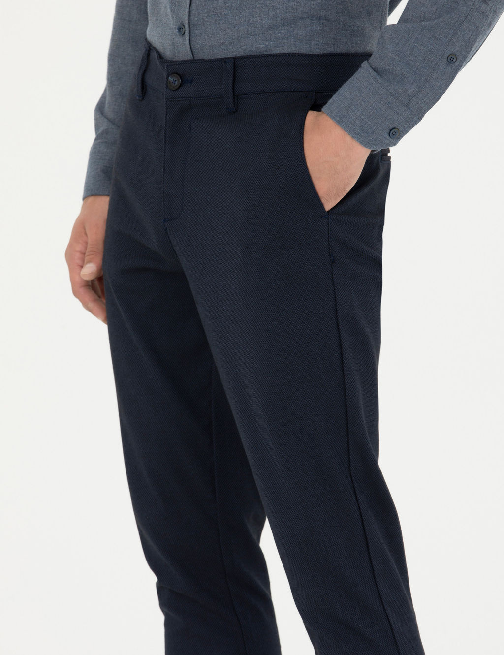 Lacivert Arm_rl_ Slim Fit Kanvas Pantolon
