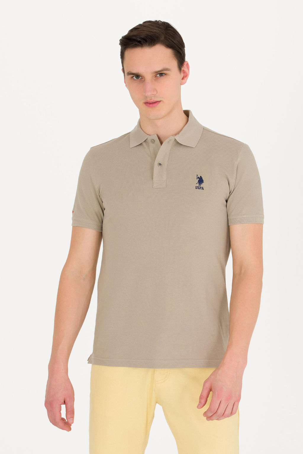 Мужская футболка цвета хаки с воротником поло Basic - U.s. polo assn фото 15