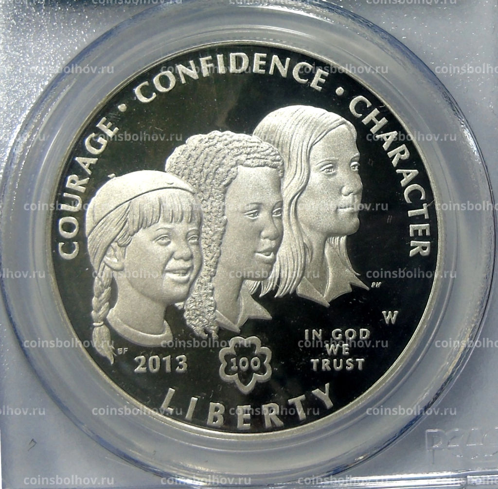 1 доллар 2013 года W США 100 лет движению девочек-скаутов в США (в слабе PCGS PR70DCAM)
