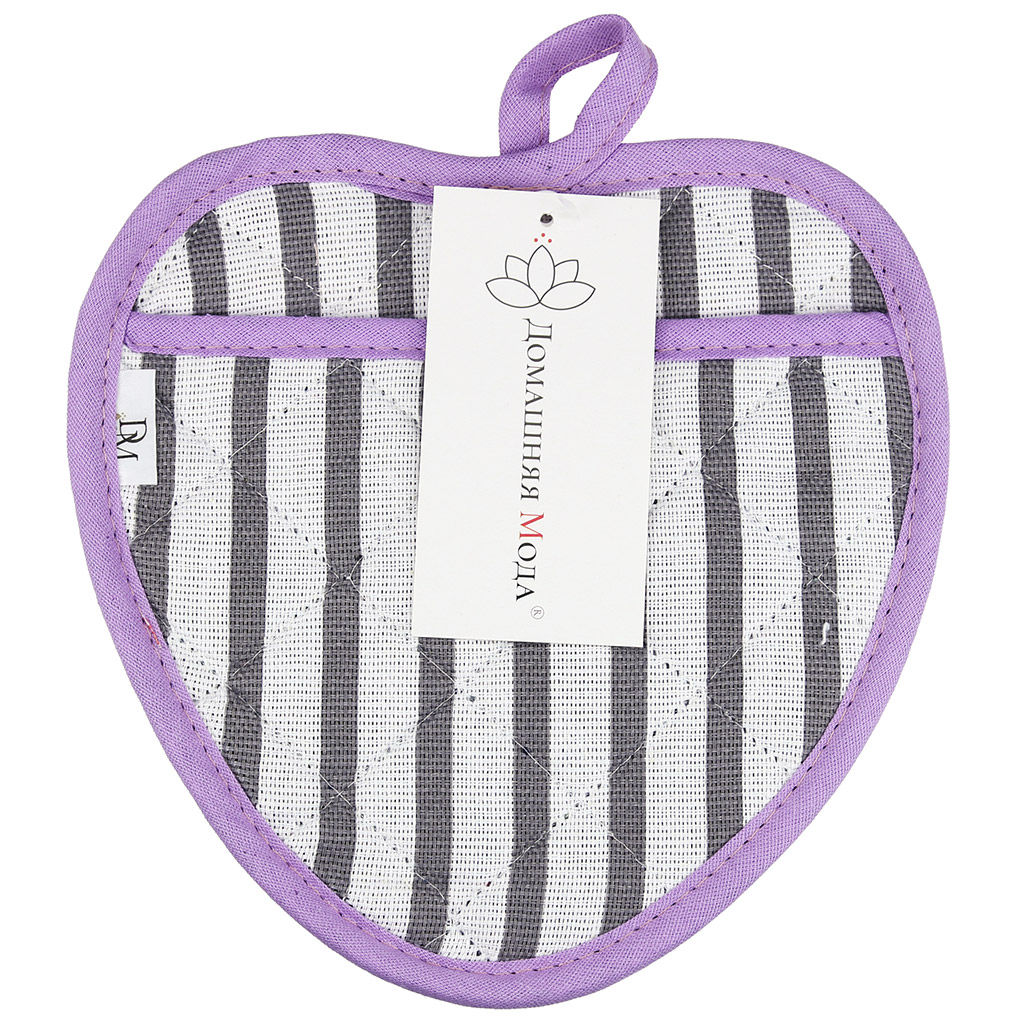 Прихватка с запахом 20х20см Лайн-3, форма Клубника, рогожка 171г/м2, хлопок 100%, наполнитель - ватин 280г/м2, на пластмассовом подвесе, Домашняя мода (Россия)  фото 4