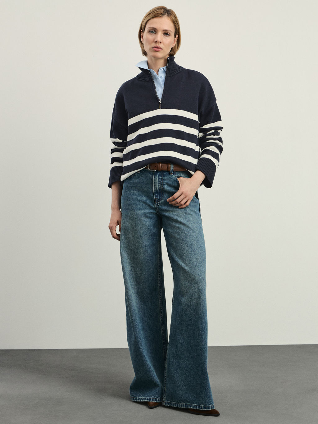 Джемпер на молнии в полоску / Zarina  фото 3