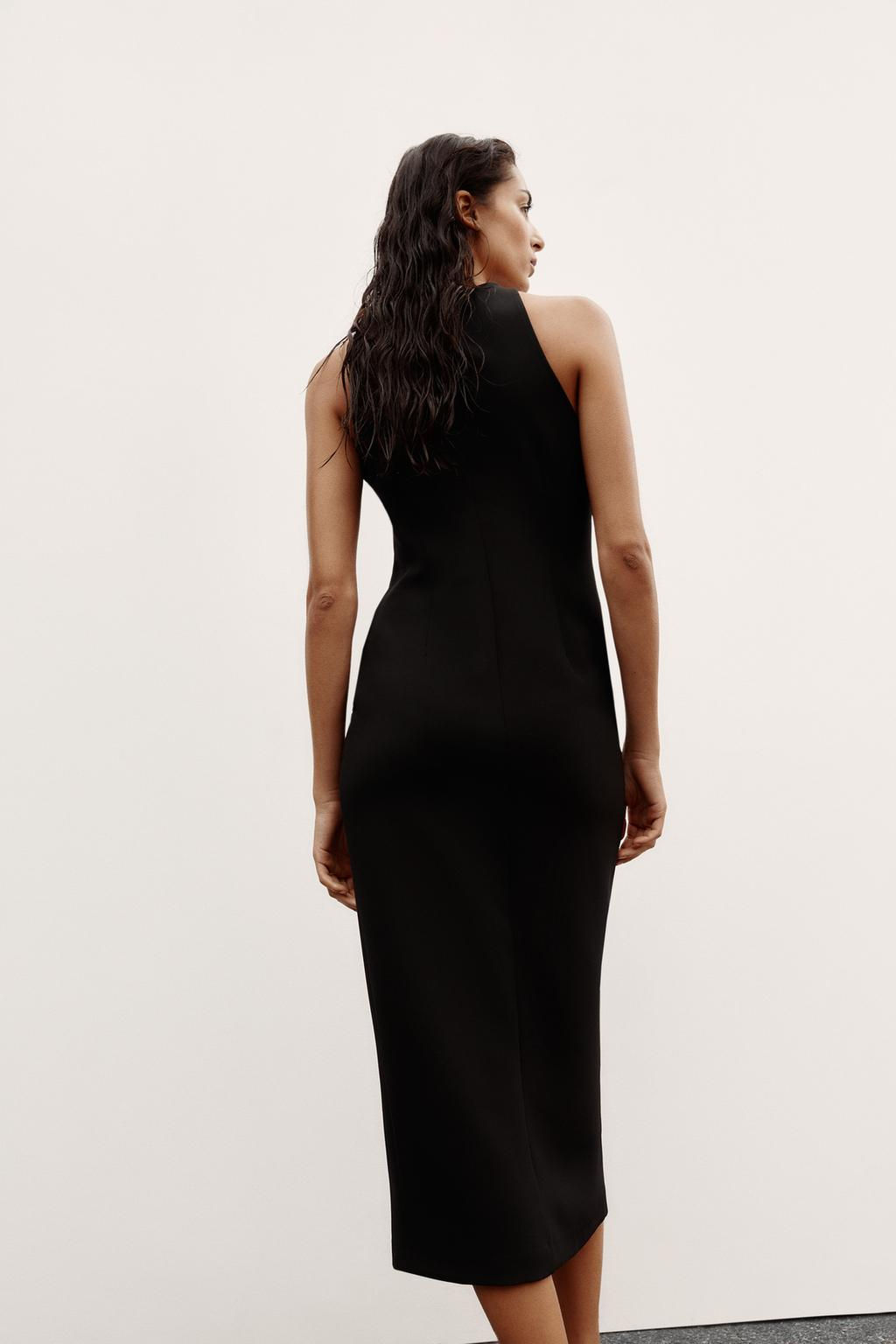 GOLD BUTTON CREPE MIDI DRESS - Zara фото 5