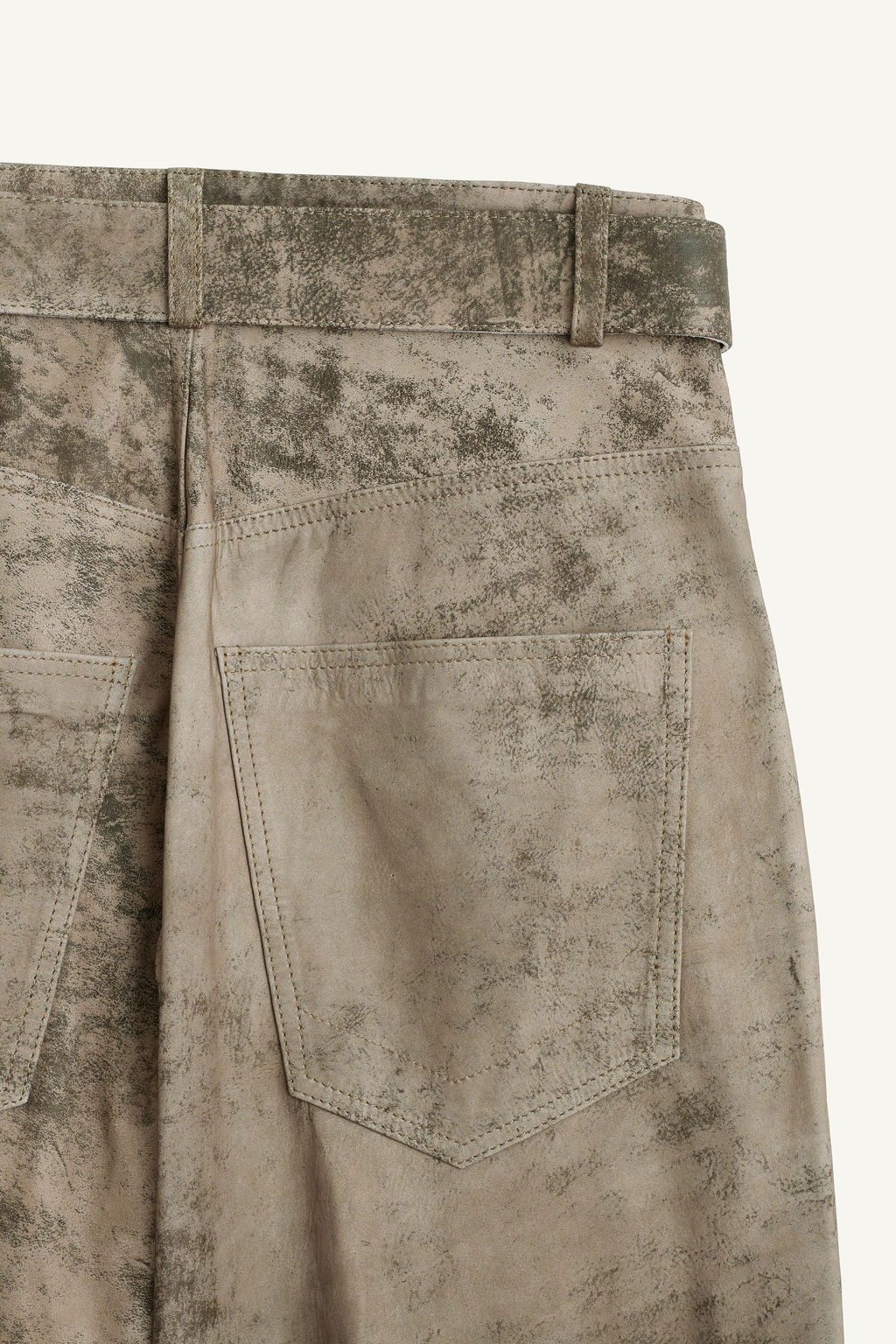 BAGGY WASHED LEATHER TROUSERS - Zara фото 6