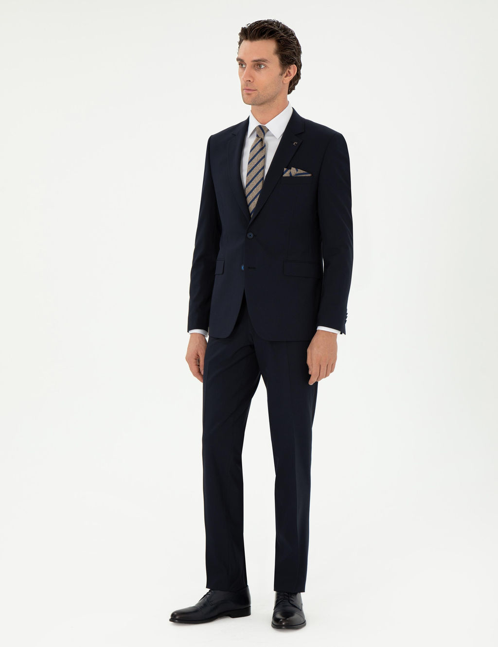 Koyu Lacivert Slim Fit Klasik Tak_m Elbise