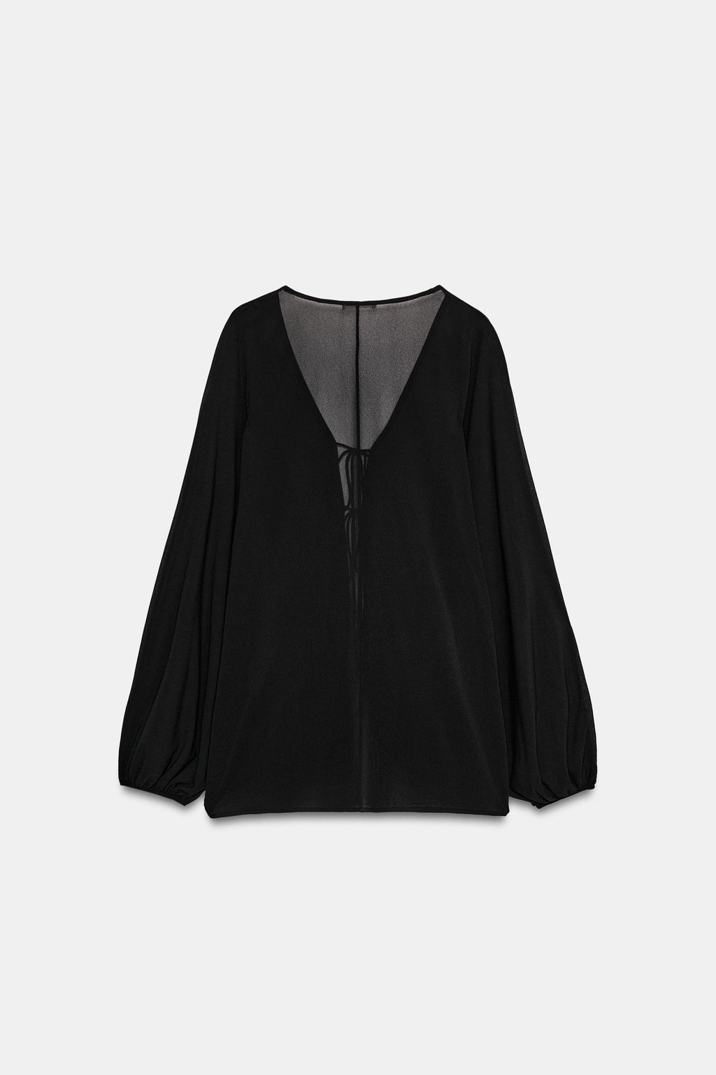 TOP CREPE MANGA ABULLONADA / Negro - Zara фото 7