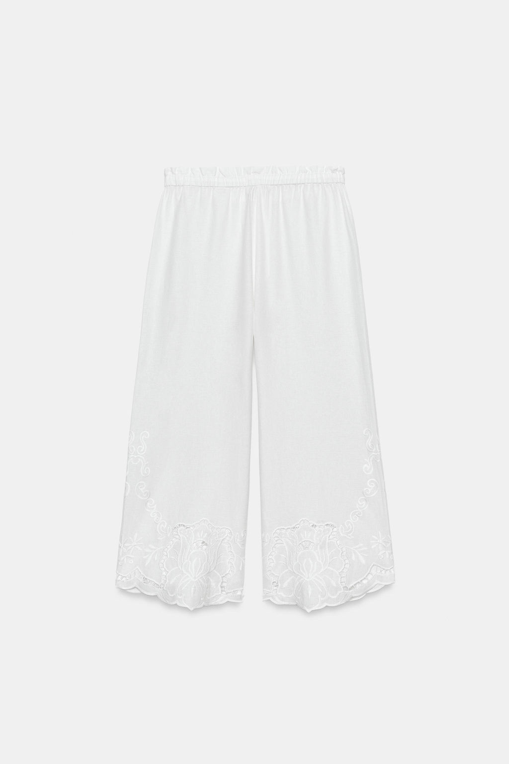PANTAL?N BORDADOS CON LINO ZW COLLECTION / Blanco roto - Zara фото 2