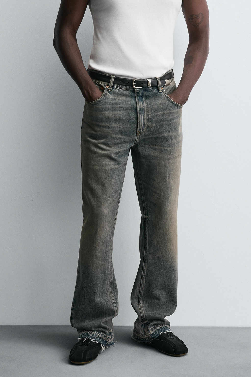 JEANS FLARE FIT / Azul / Verde - Zara фото 11