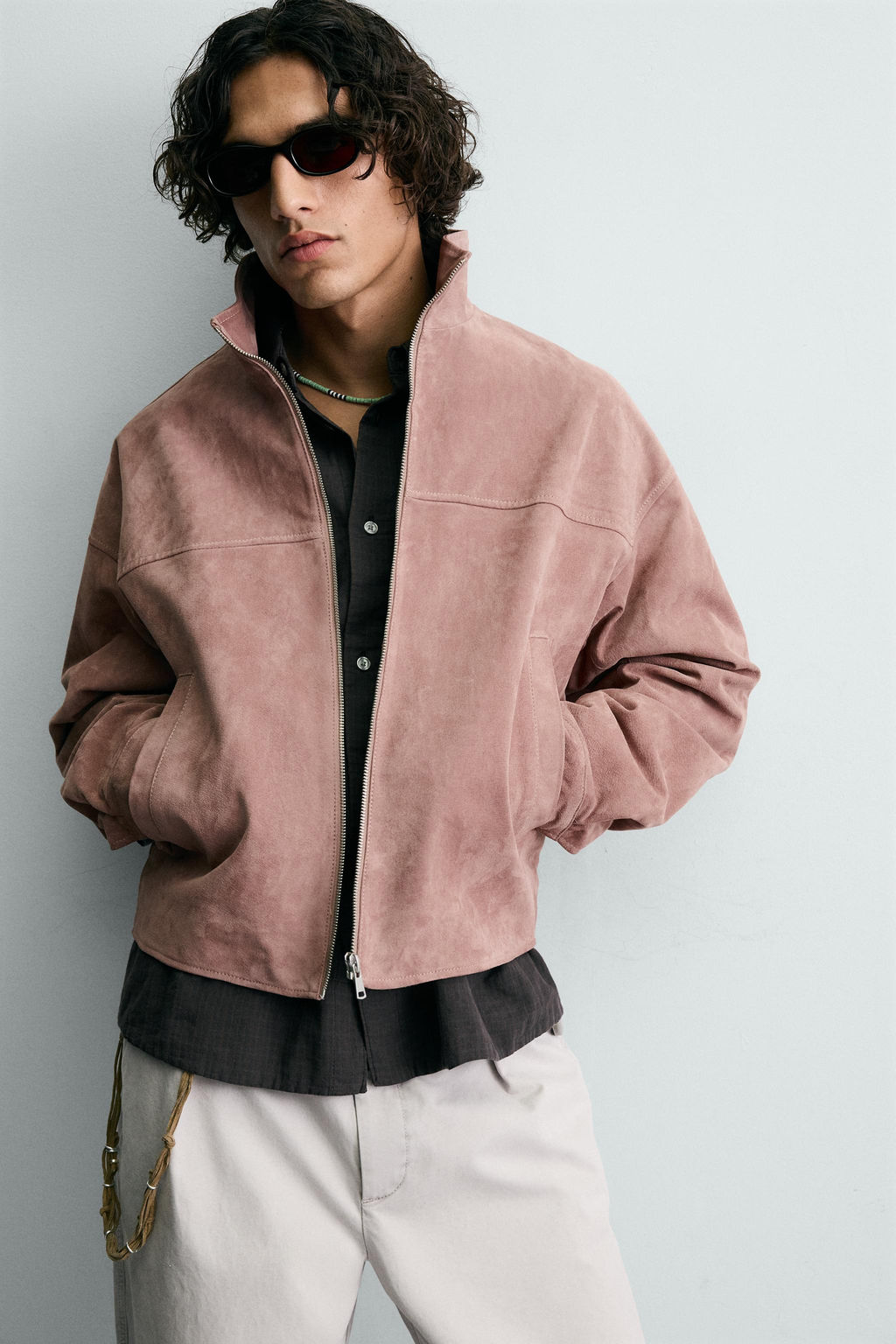 CROPPED FIT LEATHER SPLIT SUEDE JACKET - Zara фото 14