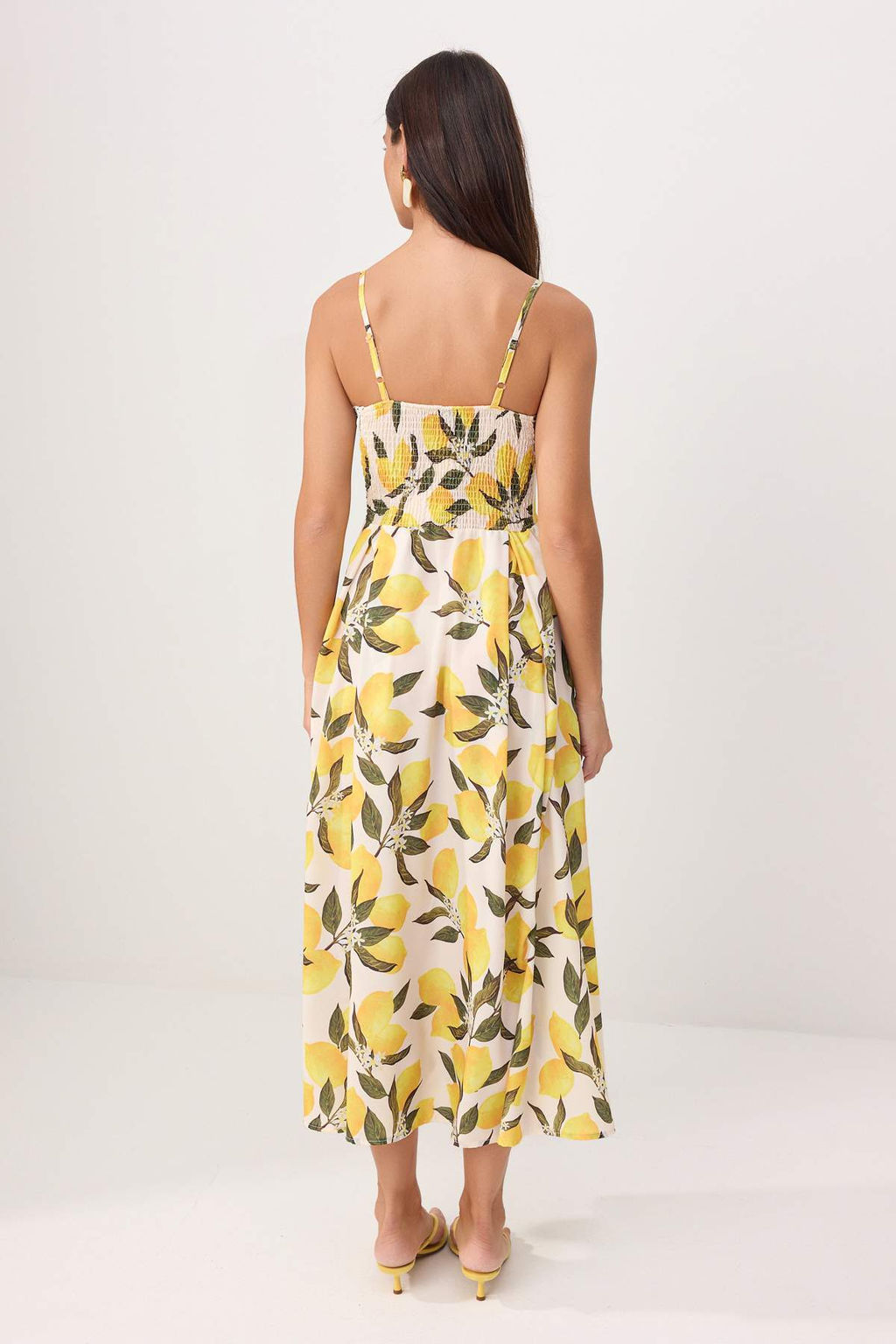 Cok Renkli Limon Desenli Midi Dokuma Elbise TWOSS26EL00621 - Trendyolmilla фото 4