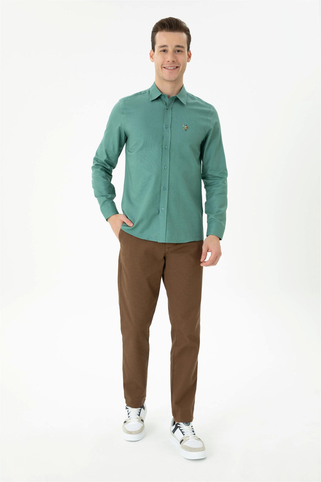 Мужская мятная рубашка с длинным рукавом - U.s. polo assn фото 4