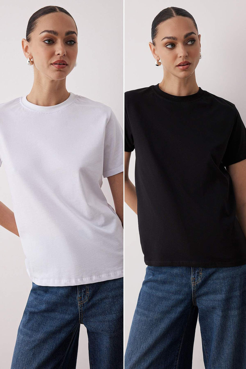 Siyah-Beyaz %100 Pamuk Arkas? Uzun Orme T-Shirt TWOAW26TS00008 - Trendyolmilla фото 9