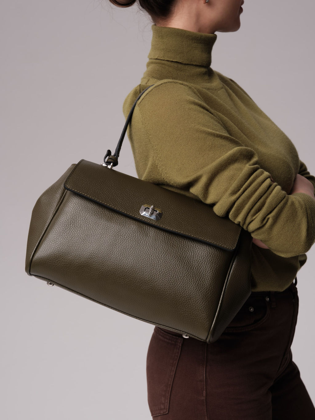 Кожаная сумка Nadi DBR 31356 олива  фото 7