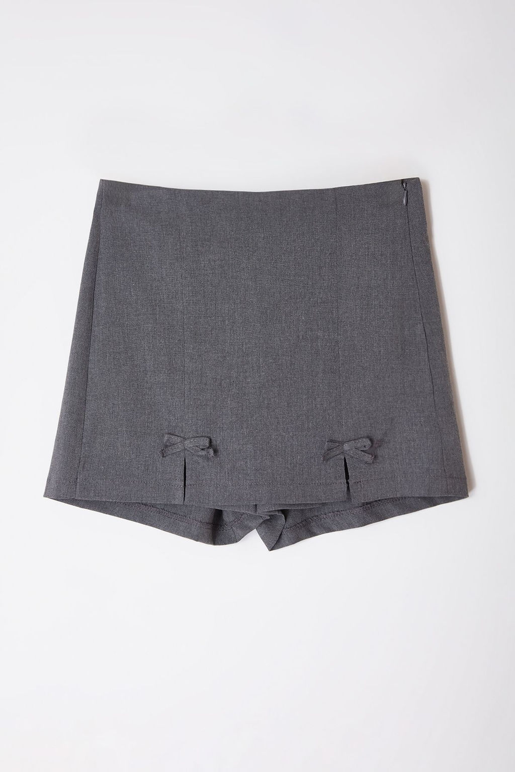Gri Fiyonk Detayl? Y?rtmacl? Mini Dokuma Sort Etek TWOAW25SR00021