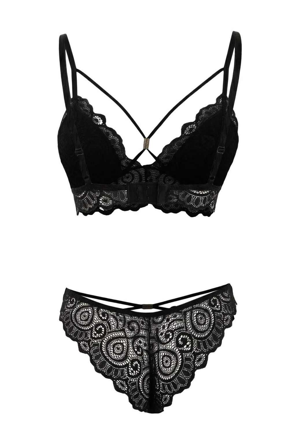 Siyah Dantel Aksesuar ve Capraz Biye Detayl? Dikme Kap Ic Camas?r? Tak?m? THMSS26CC00014 - Trendyolmilla фото 2