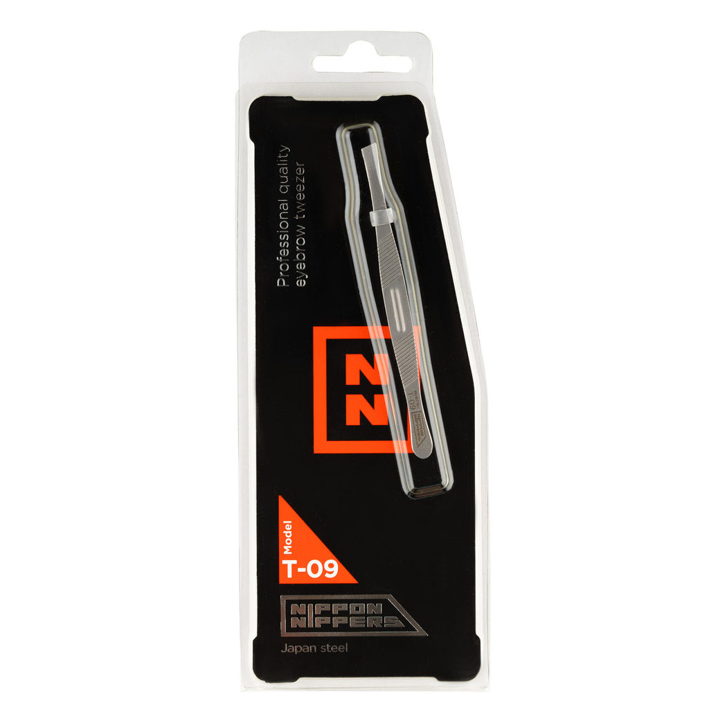 Nippon Nippers Пинцет для бровей / T-09, скошенный, 90 мм