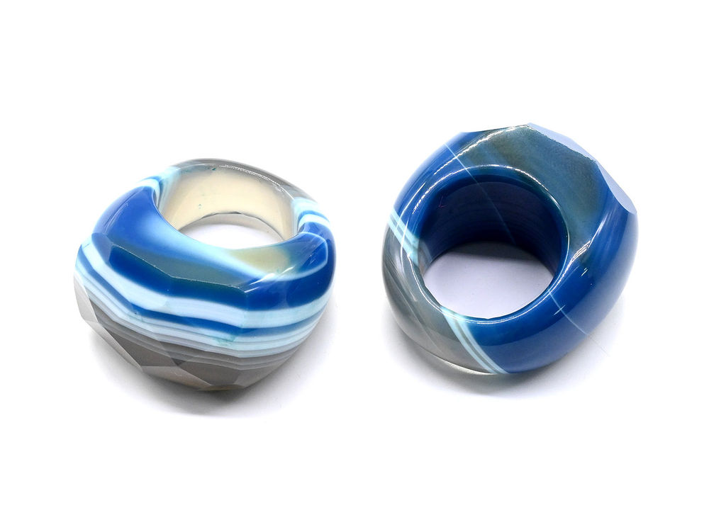 Крупный перстень из Агата цвет синий