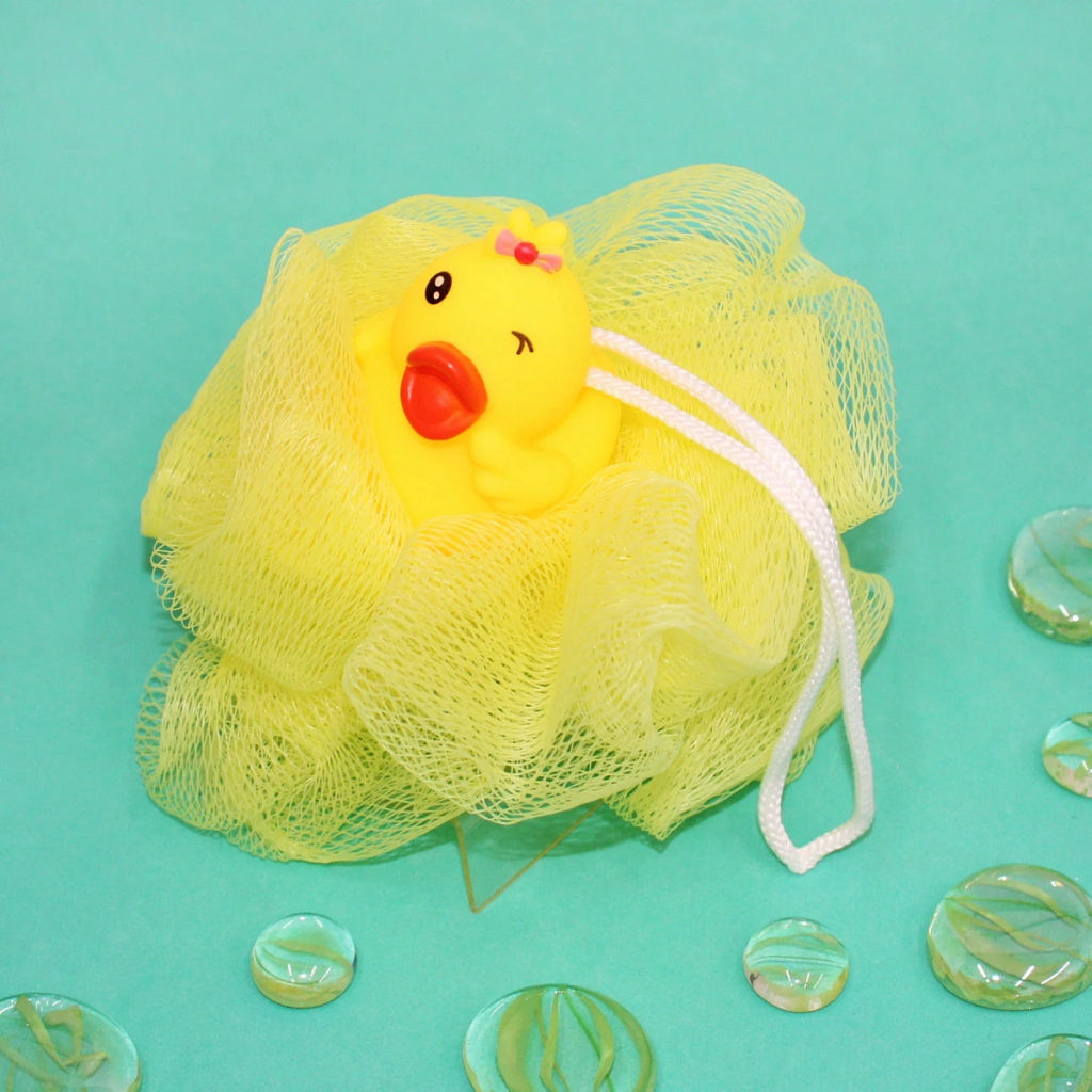 Цена за 4 шт. Мочалка-шар для тела полипропиленовая детская "Baby Boom - Утя", цвет розовый, 20гр, d-11см