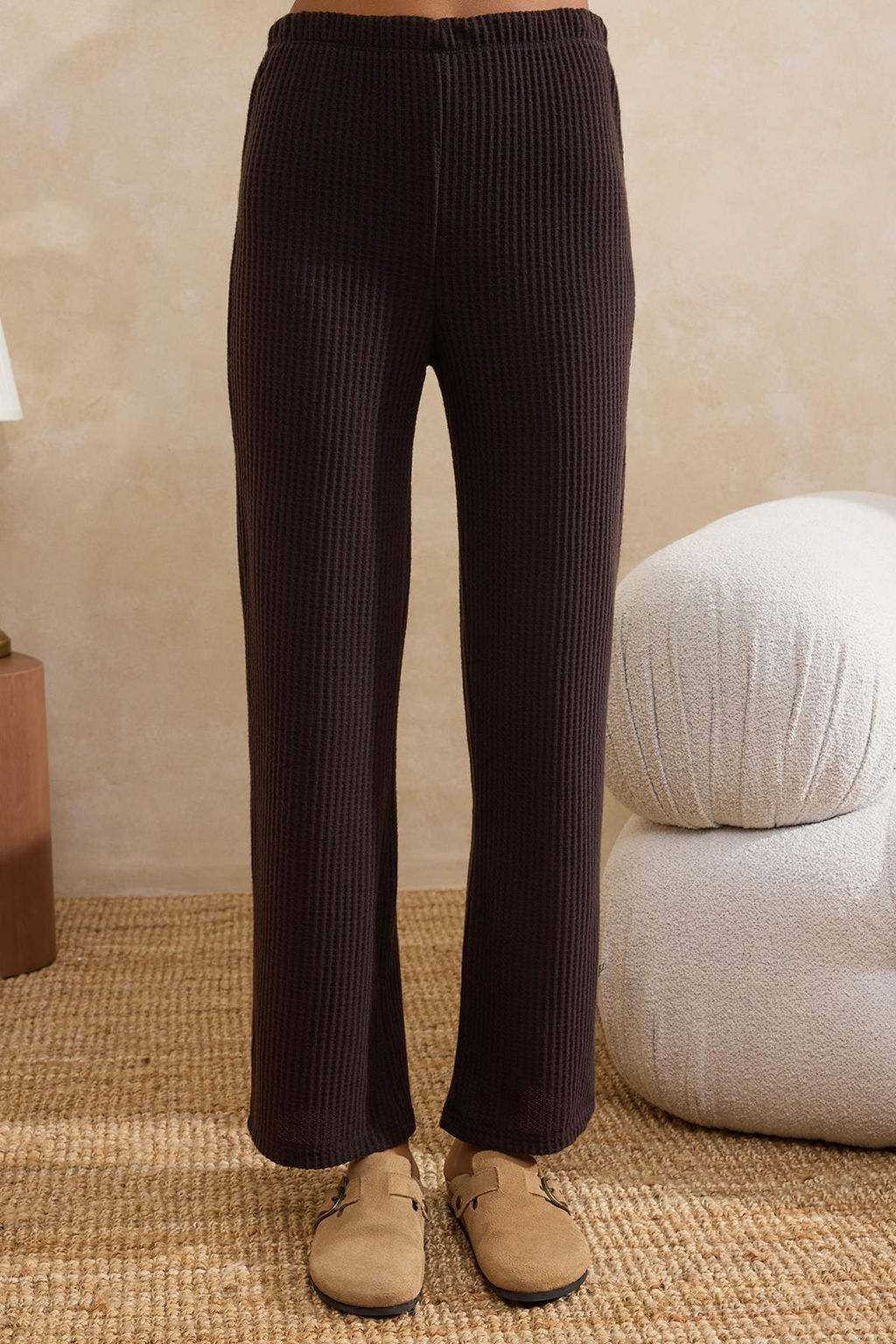 Ekru F?rf?rl? Waffle Orme Pijama Tak?m? THMAW26PT00126