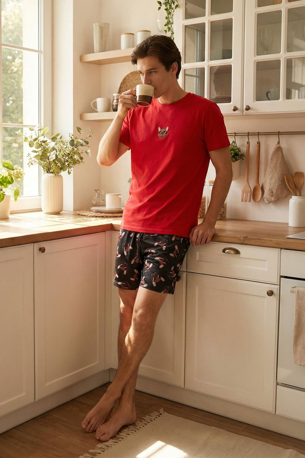 TRENDYOL MAN Cok Renkli Regular Fit Bask?l? Sortlu Orme Pijama Tak?m? TMNSS25PT00020 - Trendyolmilla фото 15