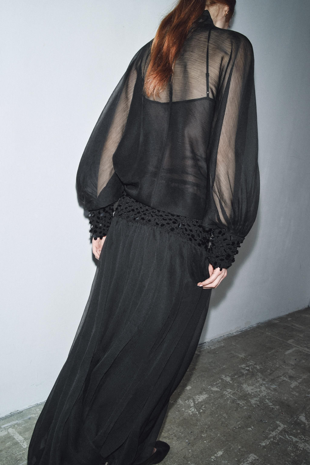 ZW COLLECTION SEMI-SHEER BLOUSE - Zara фото 4
