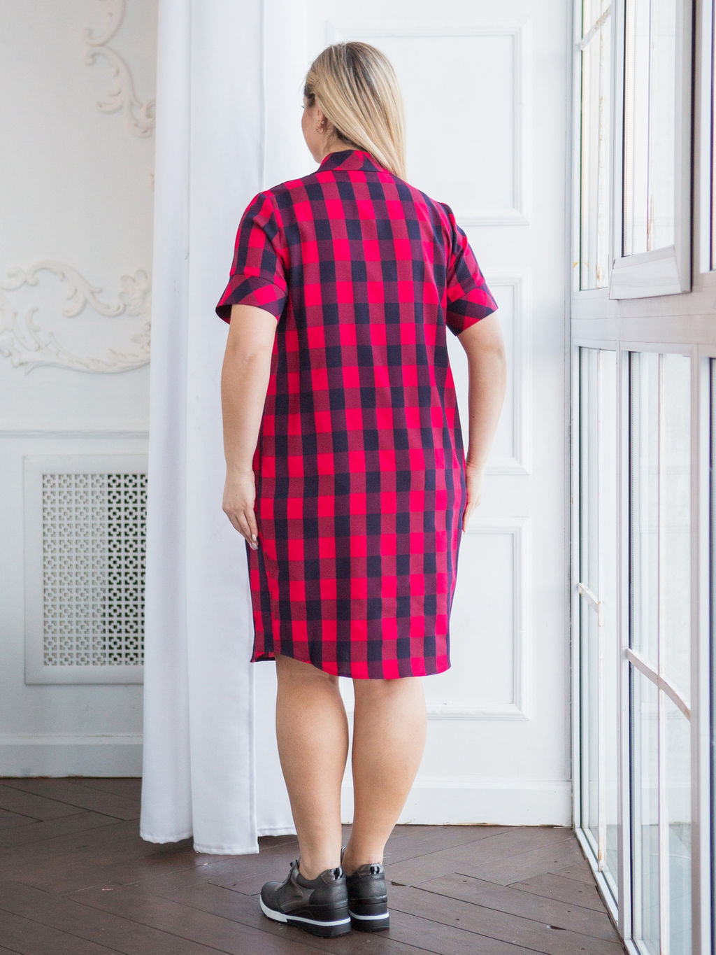 Платье 1254 синяя клетка - Novita фото 4