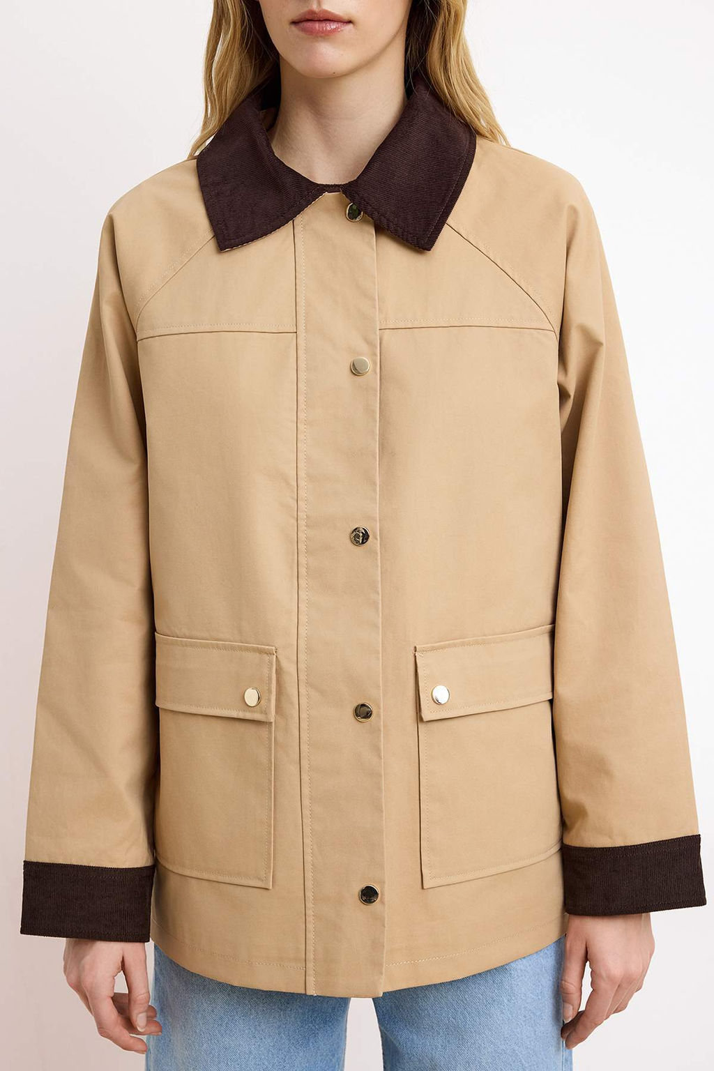 Vizon Oversize Kal?p Kontrast Kadife Detayl? Mumlu Ceket Mont TWOSS26MO00000 - Trendyolmilla фото 3