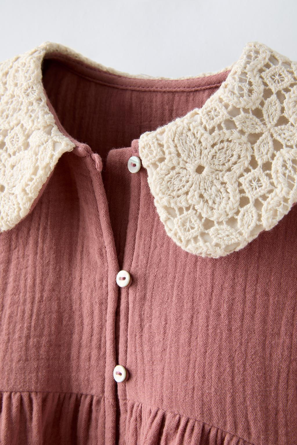 SHIRT WITH CROCHET COLLAR - Zara фото 3