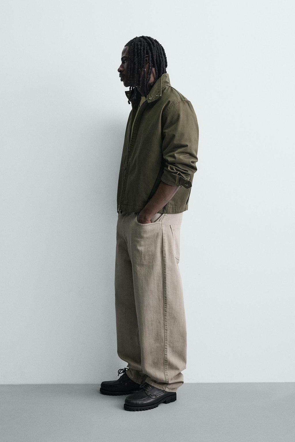 PANTAL?N RELAXED FIT CIERRE CRUZADO / Gris claro - Zara фото 4