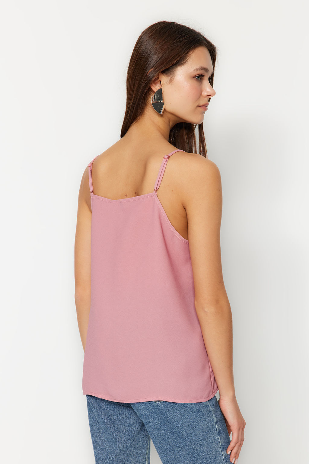 Ac?k Pembe Basic Ask?l? Dokuma Bluz TWOSS19BB0224