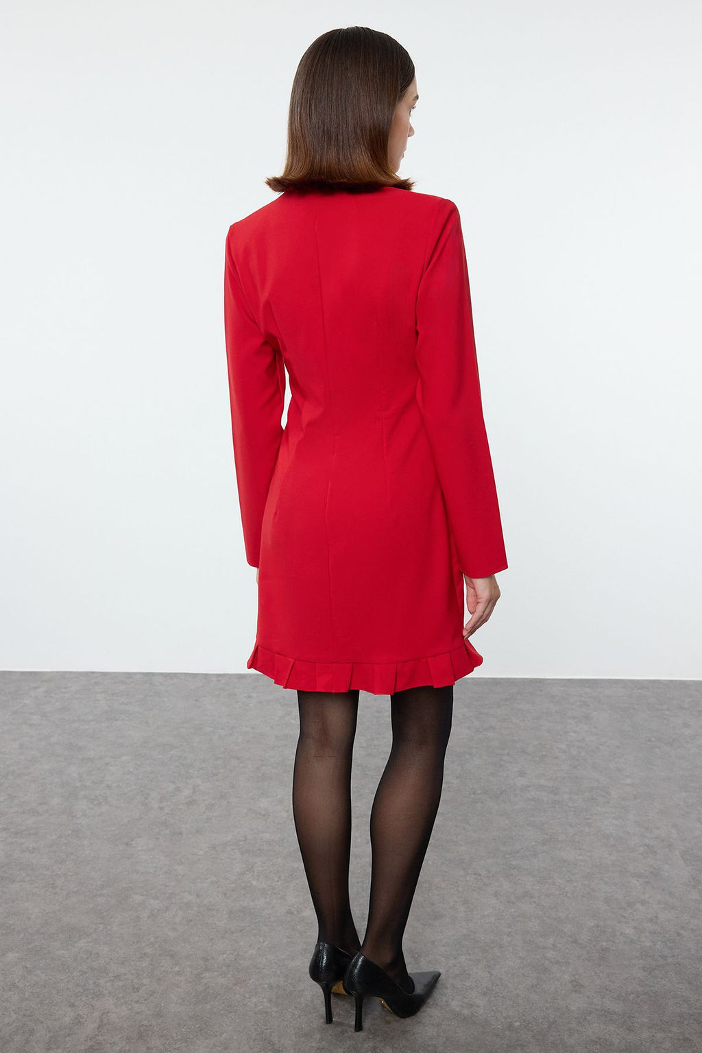 K?rm?z? Etegi F?rf?rl? Dokuma Ceket Elbise TWOAW24EL00589 - Trendyolmilla фото 5