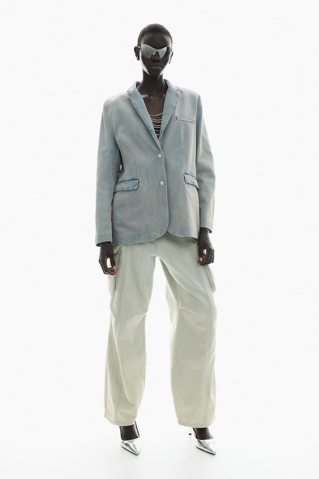 Americana de botonadura sencilla en denim - H&m фото 3