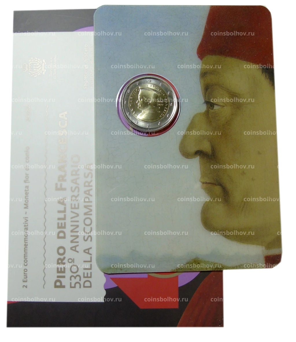 2 евро 2022 года Сан-Марино 530 лет со дня смерти Пьеро делла Франческа (В подарочном буклете)