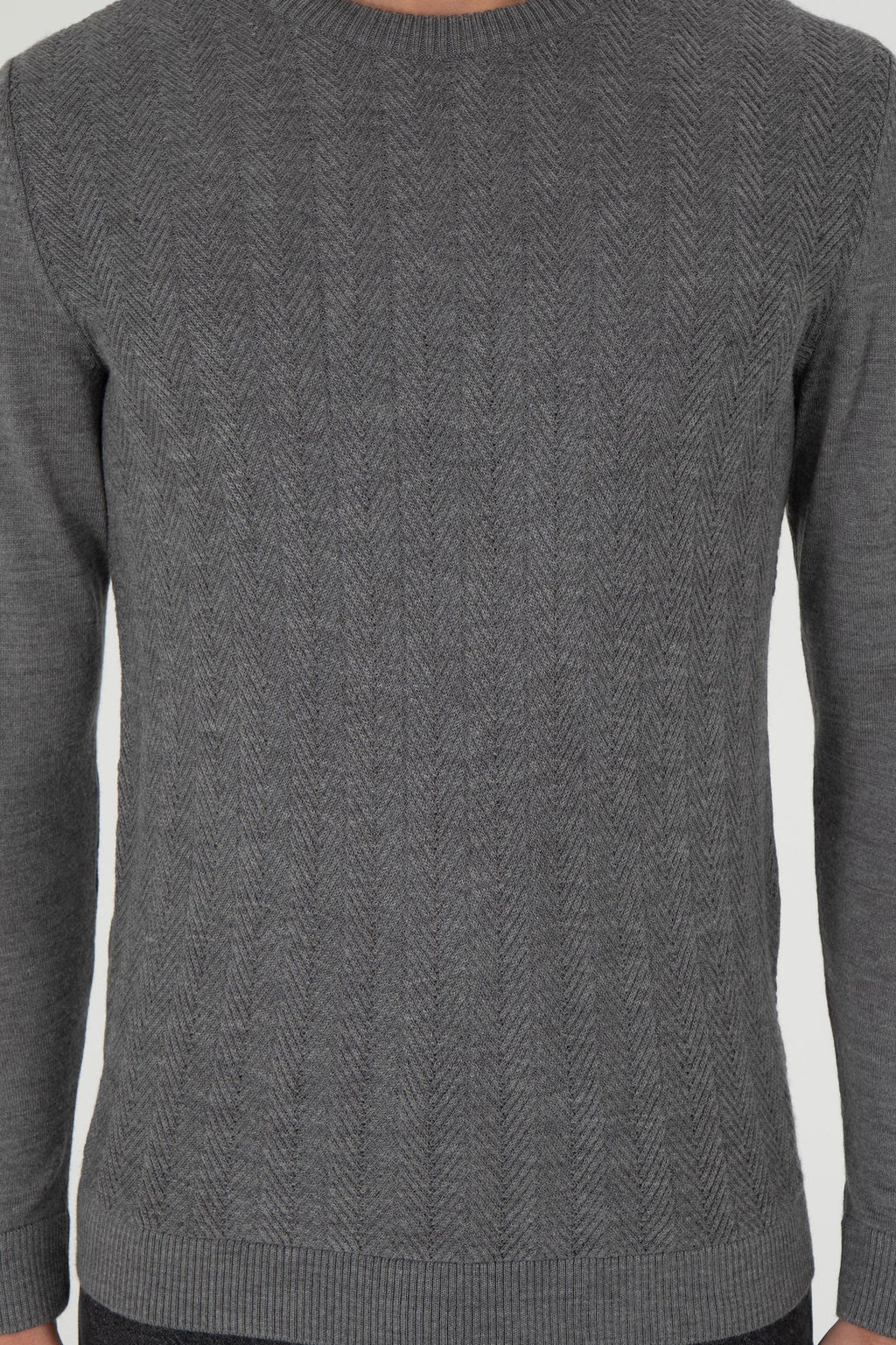 Erkek Slim Fit Bisiklet Yaka Gri Melanj Kazak - U.s. polo assn фото 6