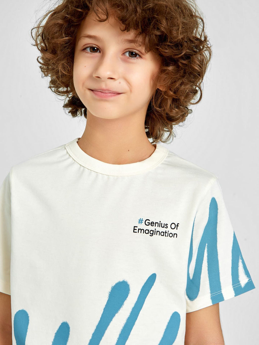 Футболка для мальчиков бежевая с дизайнерским рисунком и текстом - Mark formelle фото 5