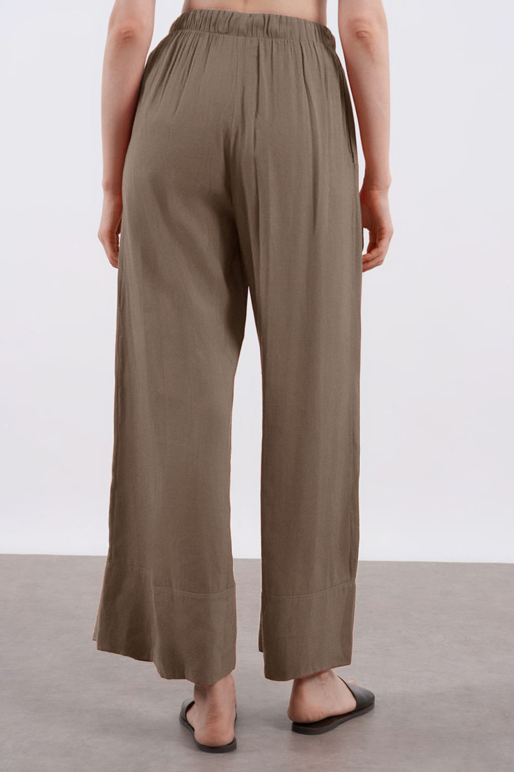 Tas Keten Icerikli Wide Leg/Genis Paca Beli Lastikli Pantolon TWOSS25PL00124 - Trendyolmilla фото 19