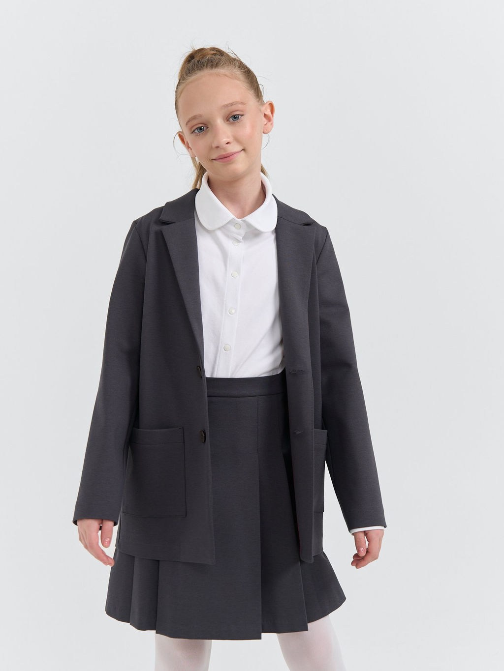 Блузка трикотажная для девочки Белая на кнопках 7+ - Bungly фото 9