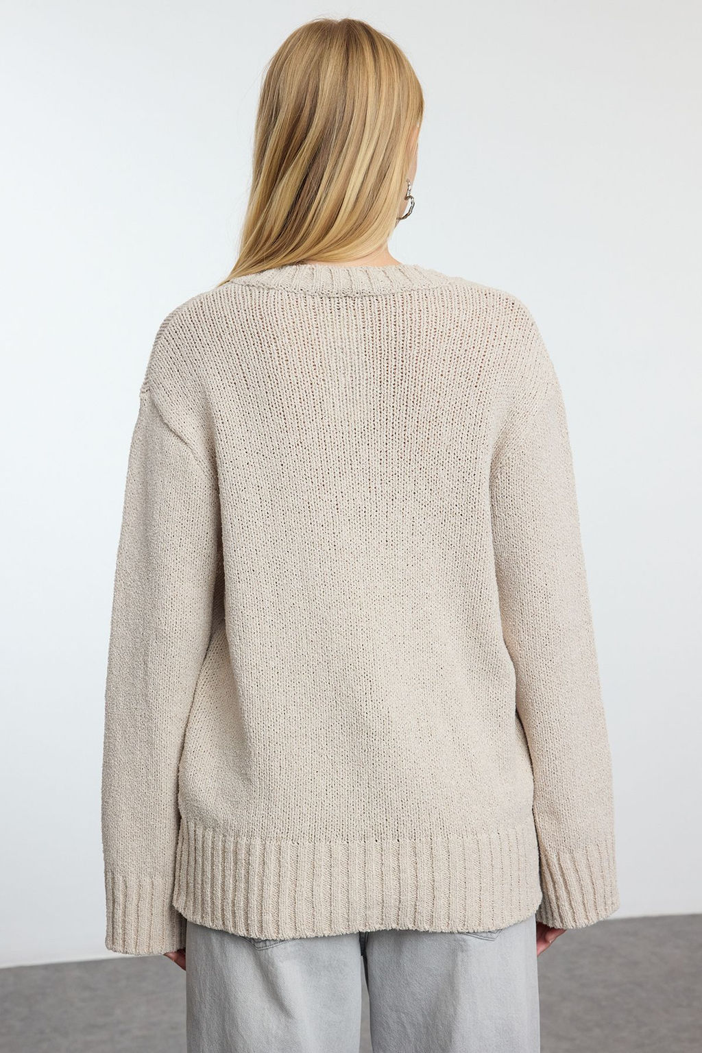 Tas More Sustainable Genis Kal?p Basic Triko Kazak TWOAW25KZ00304 - Trendyolmilla фото 5