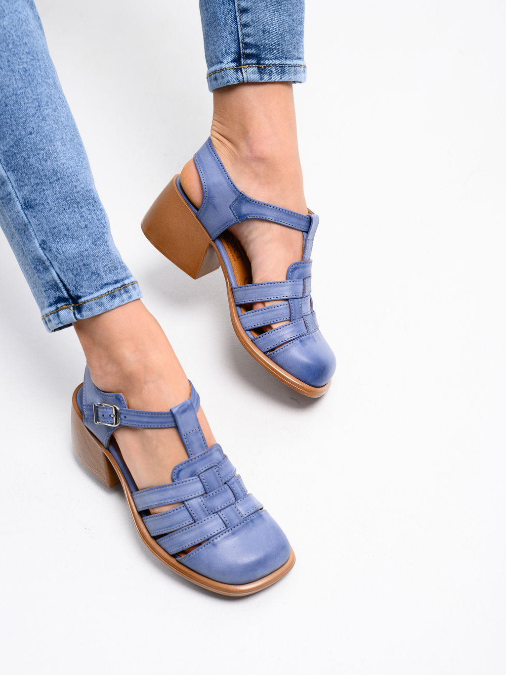 Босоножки 5035.23663bе. Вакса джинс+коричневый